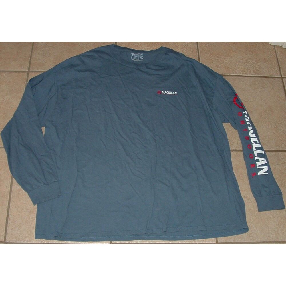 MAGELLAN Mens Sz 3X Blue Casual Wear Long Sleeve Cotton Crew Neck Tee Shirt